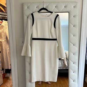 Calvin Klein Black & White Bell Sleeve Dress